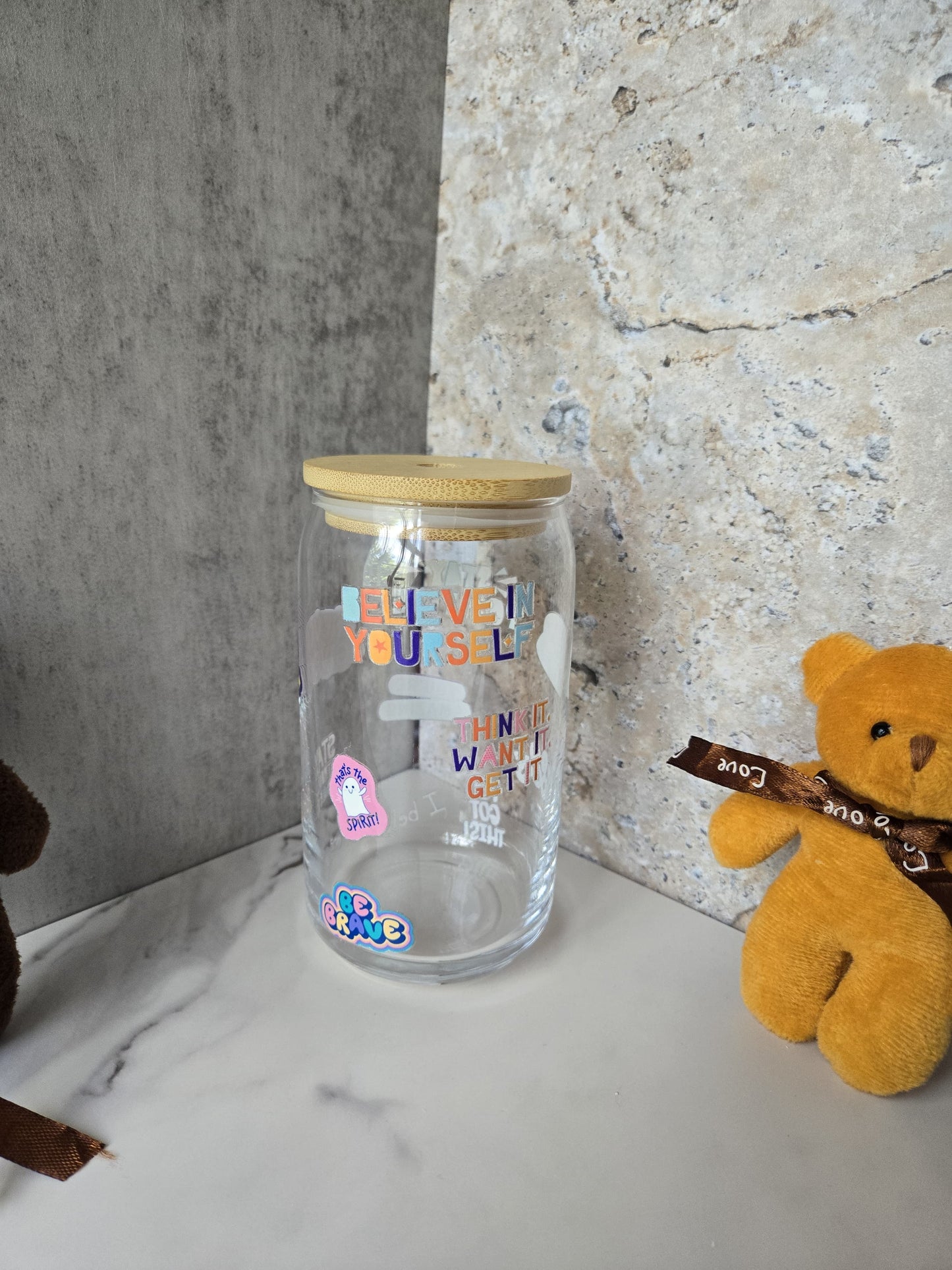 Motivation 16oz glass cup