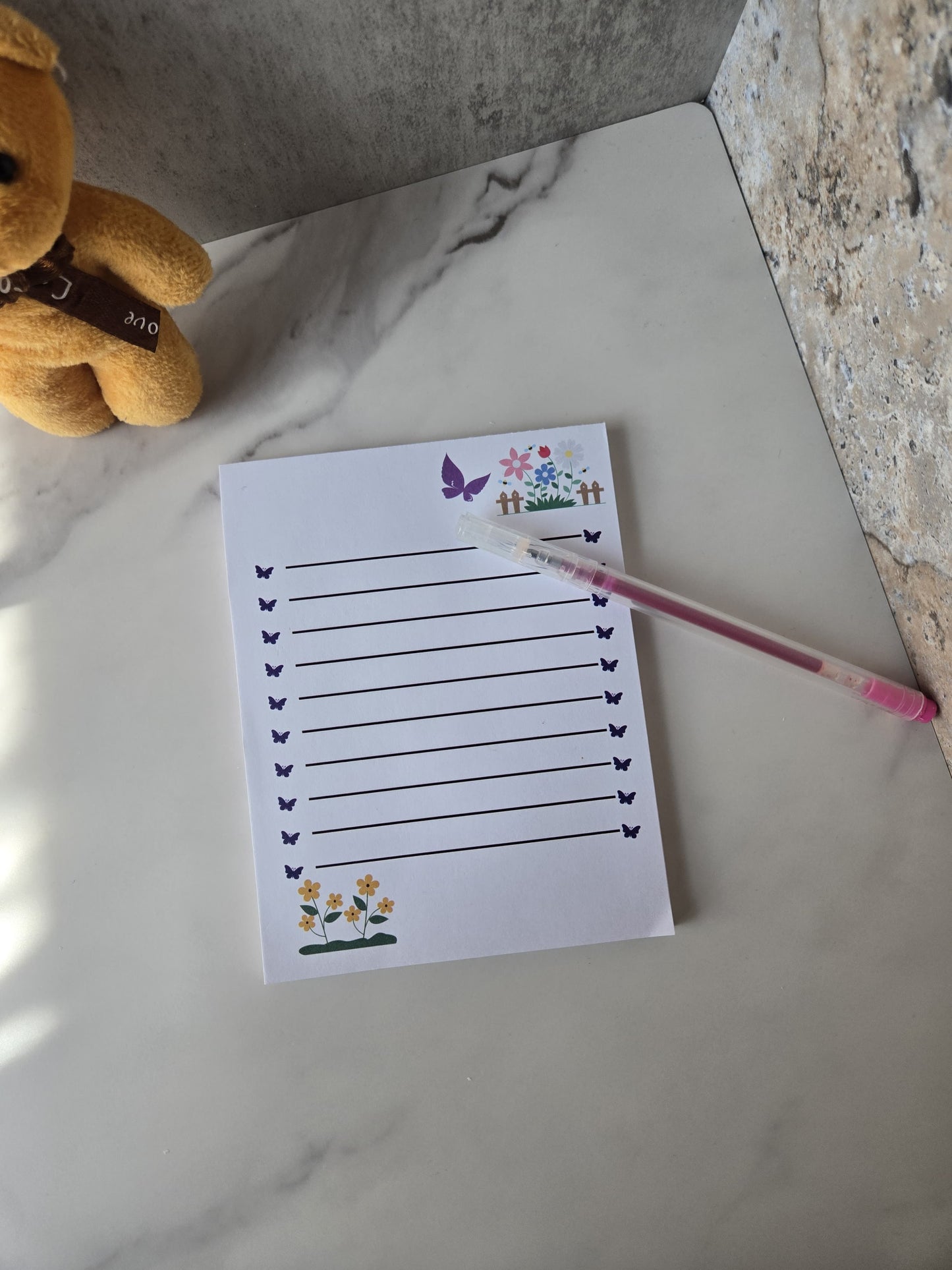 butterflies and garden notepad