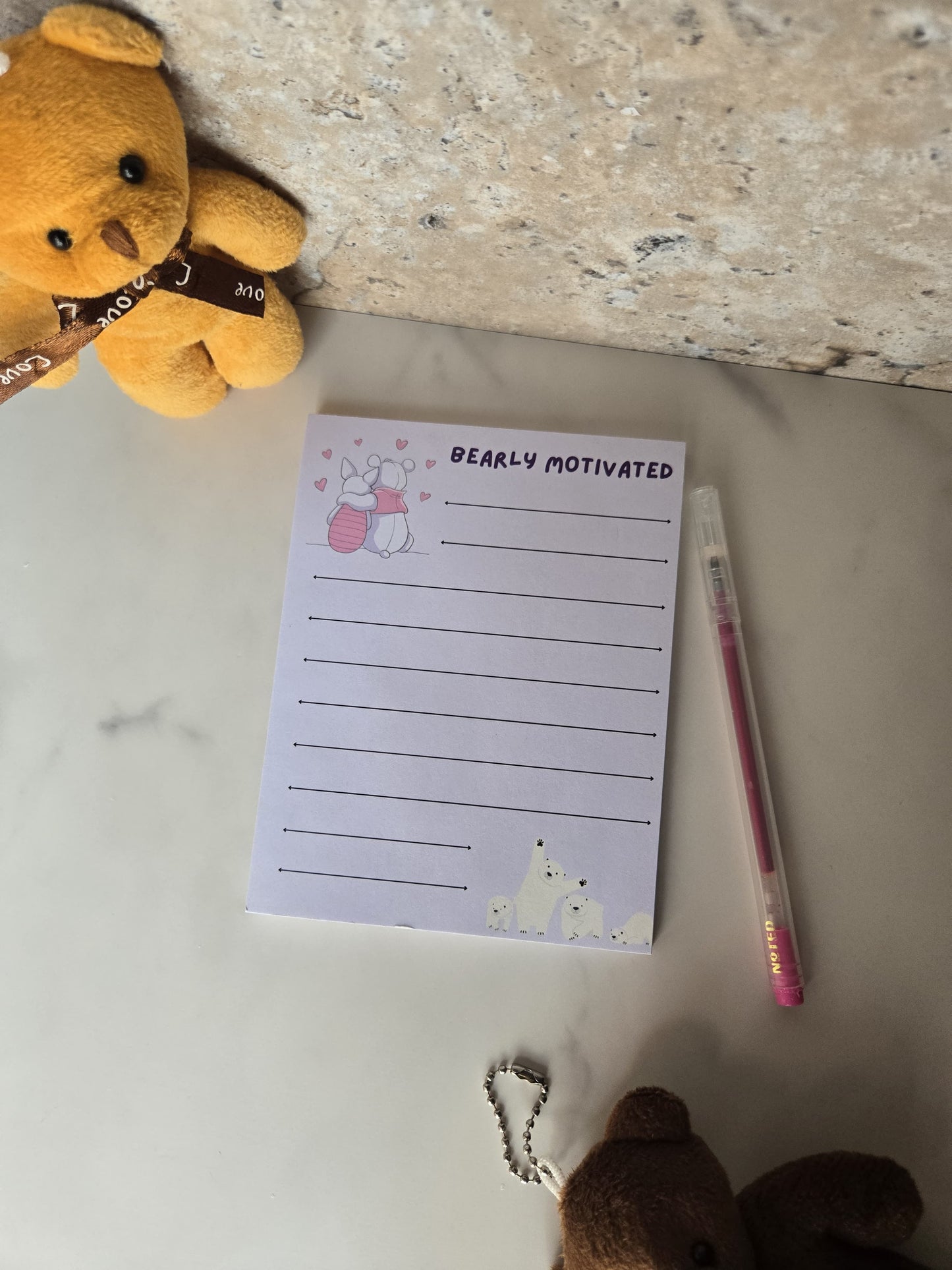 Bearly motivated notepad