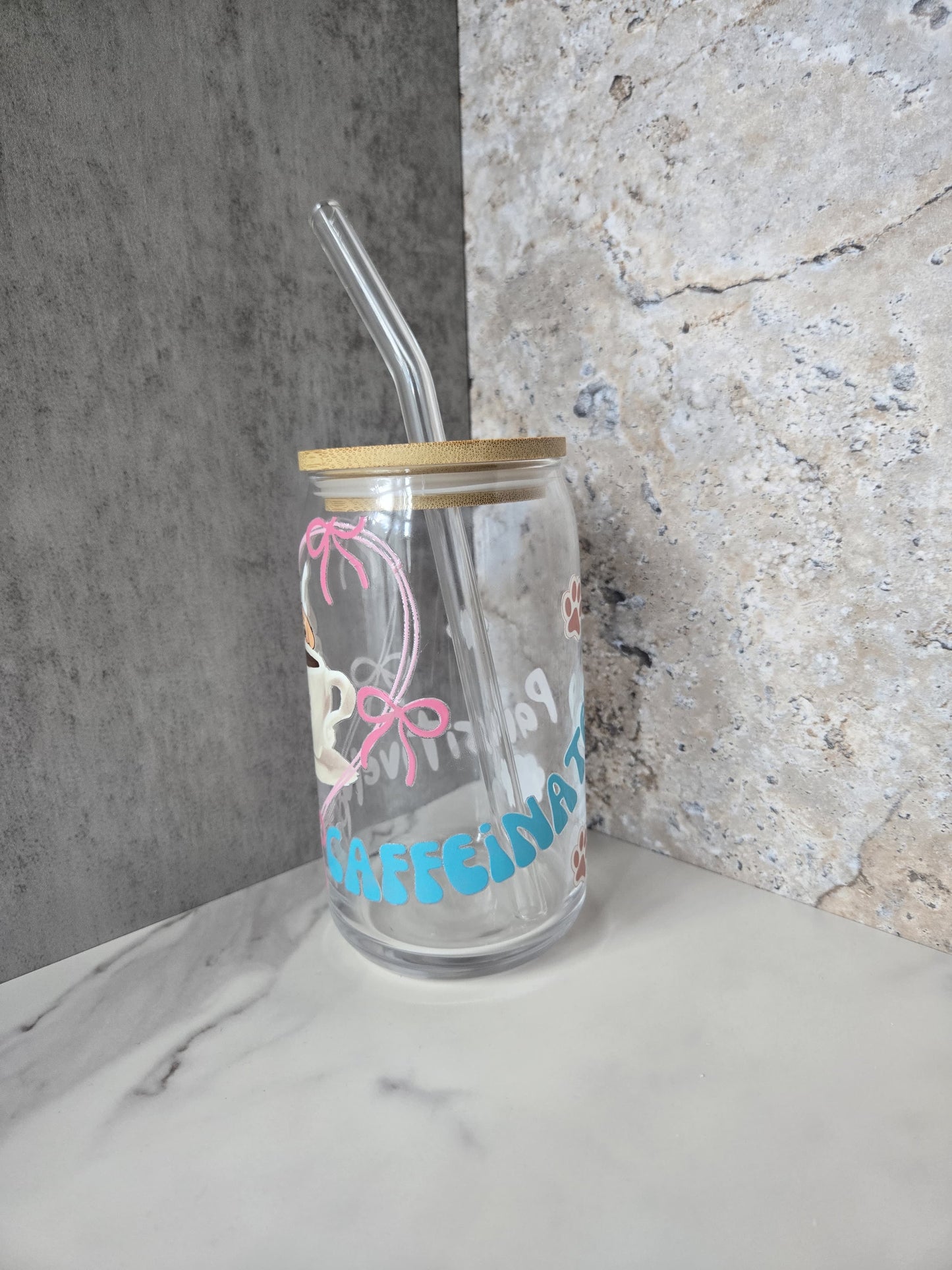 Pawsitively Motivated 16oz glass cup