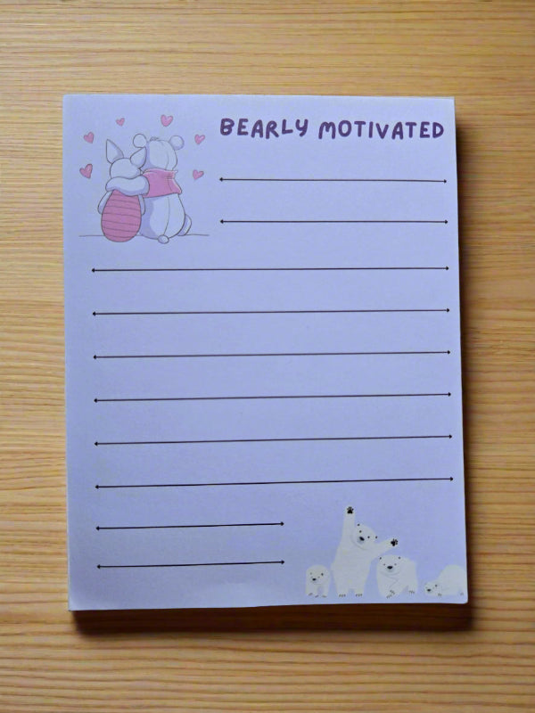 Bearly motivated notepad