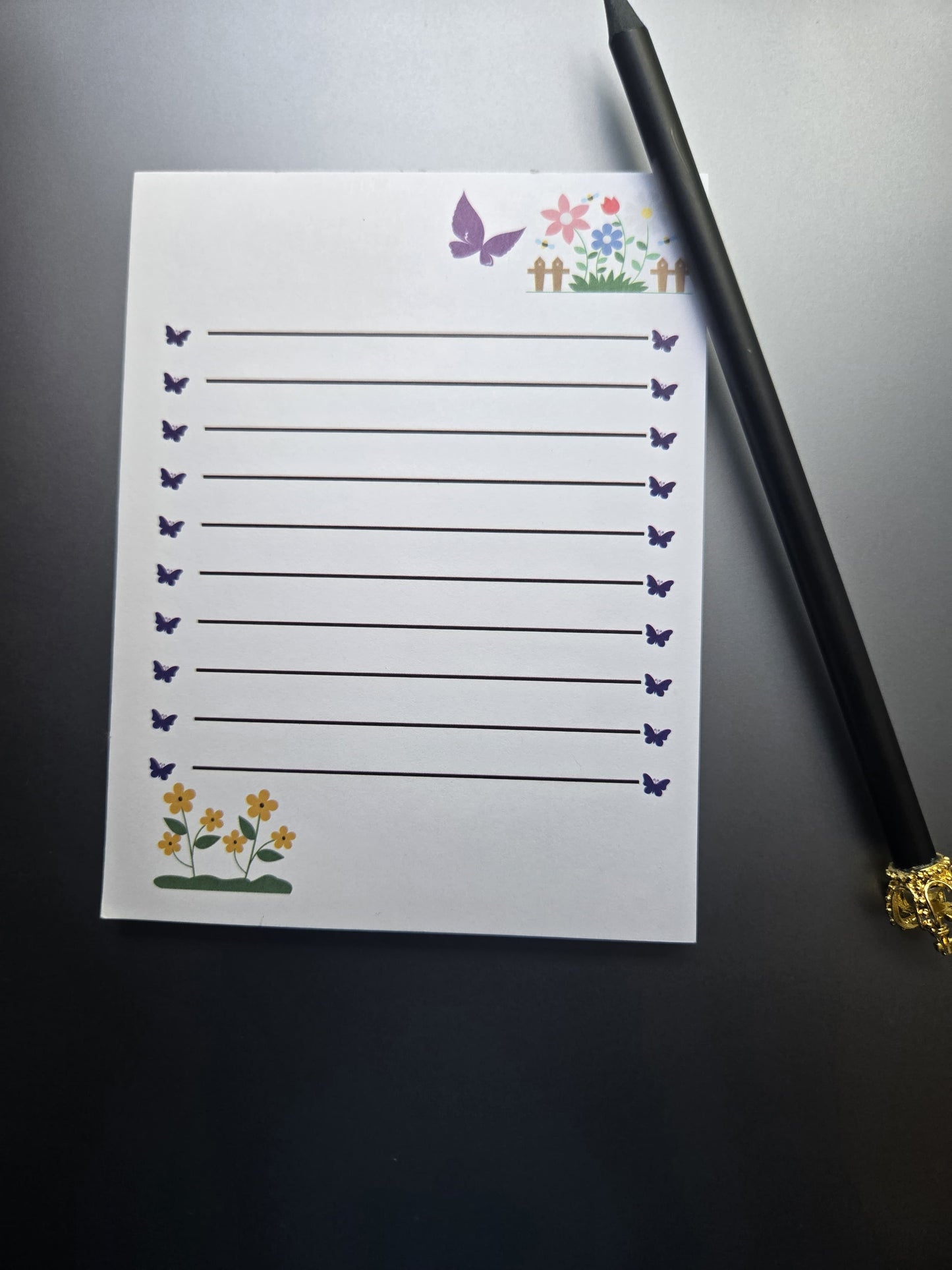 butterflies and garden notepad