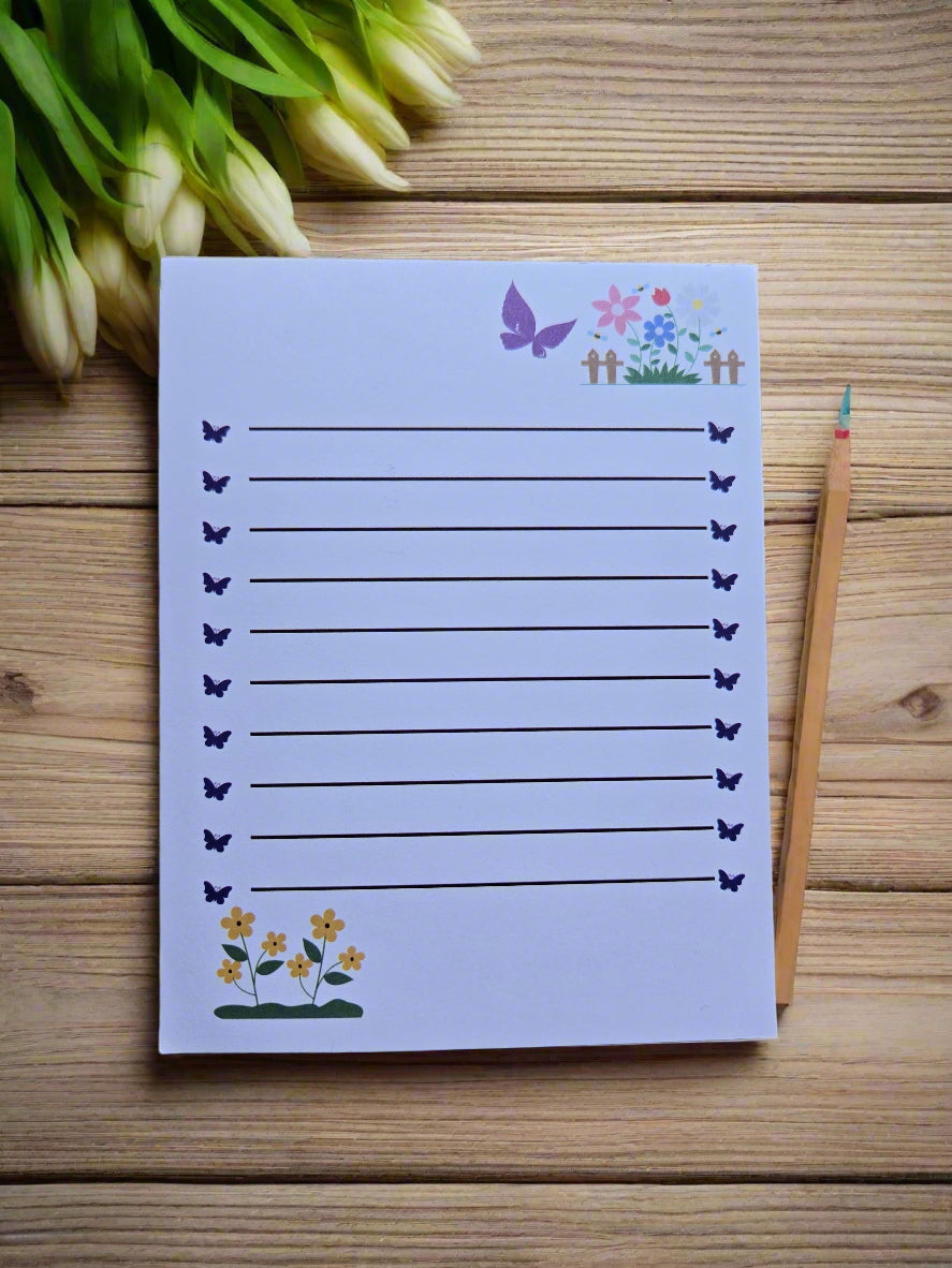 butterflies and garden notepad