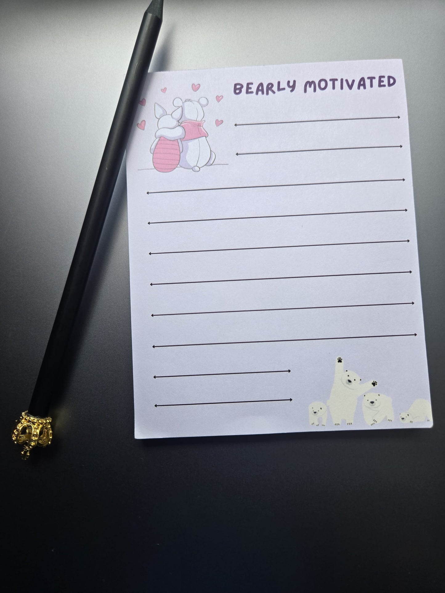 Bearly motivated notepad