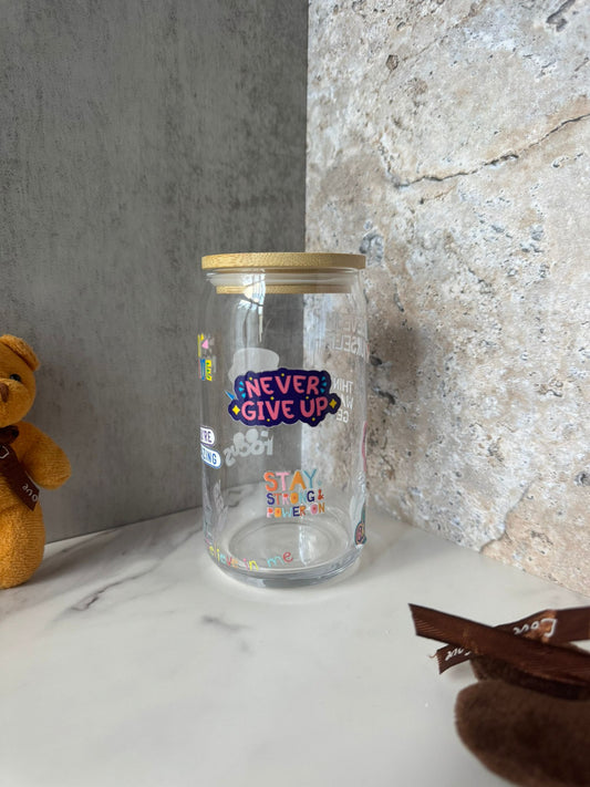 Motivation 16oz glass cup