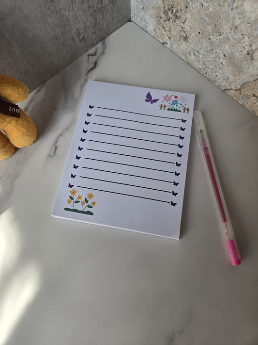 butterflies and garden notepad