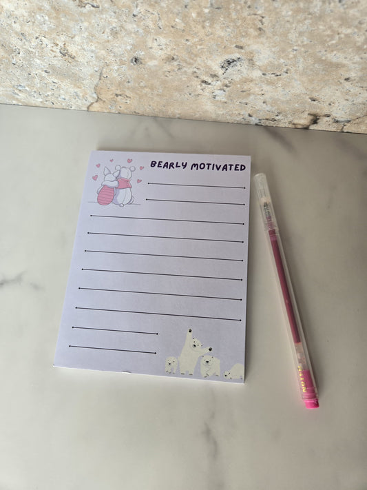Bearly motivated notepad