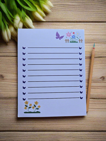 butterflies and garden notepad