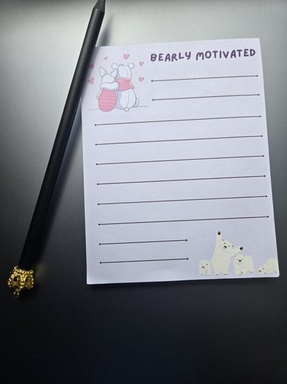Bearly motivated notepad
